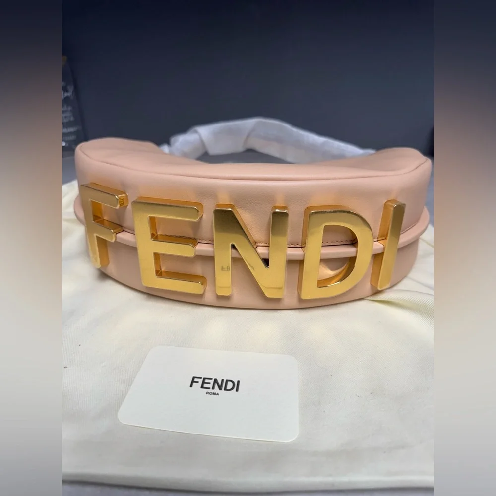 NWT- Fendi Pale Pink Leather Fendigraphy small hobo bag
